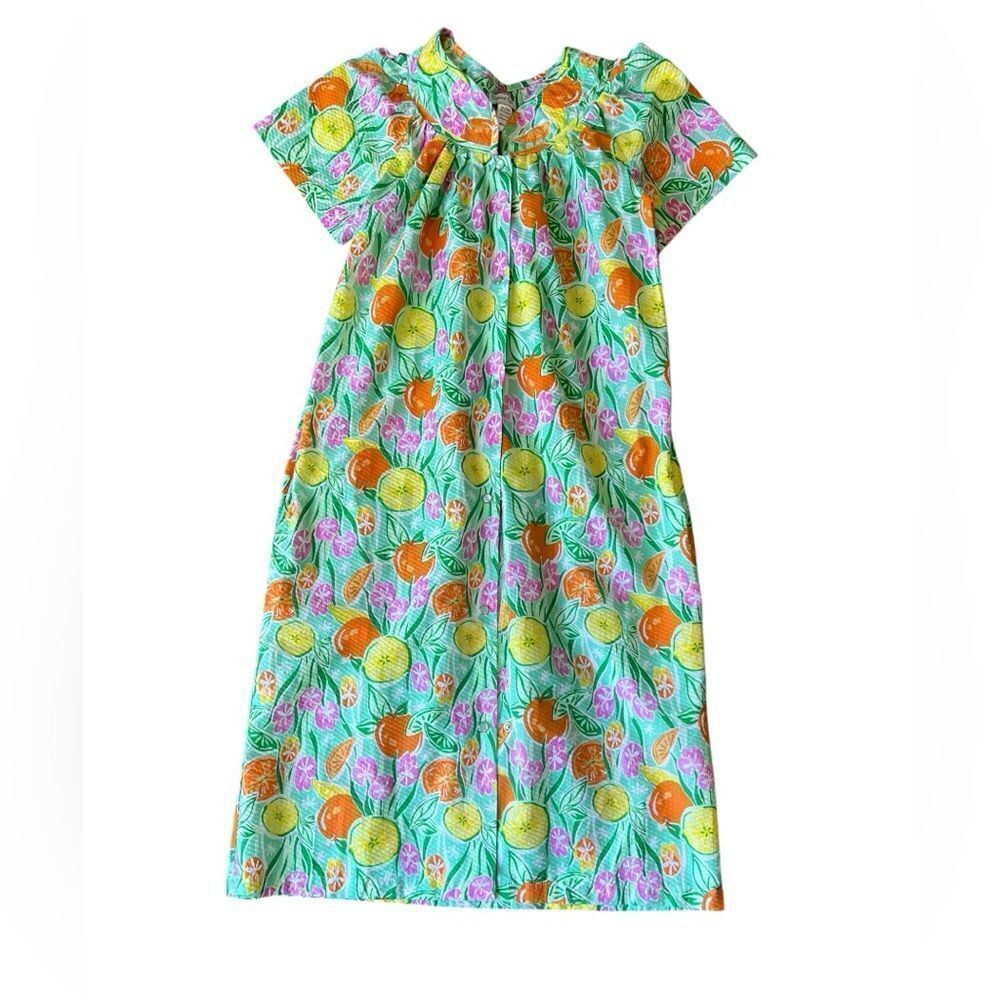 Vintage Pearl Snap Women’s Night Gown Small Fruit Print Short Sleeve